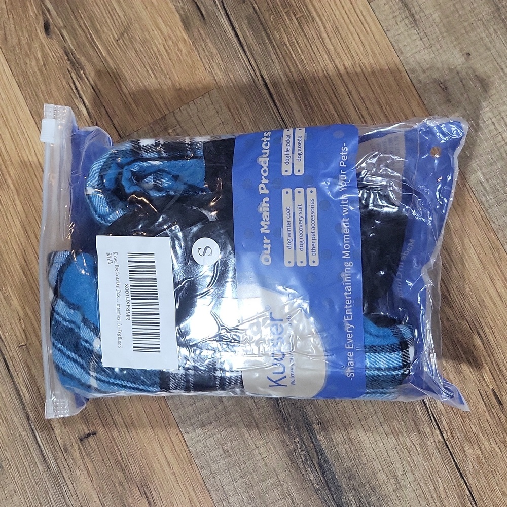 KUOSER Blue Plaid Reversible Waterproof Dog Coat Jacket Vest - Small